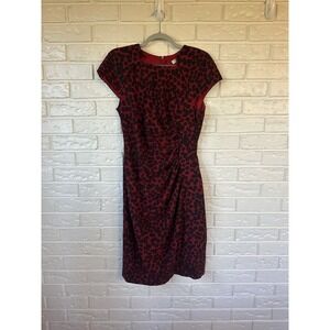 L.K. Bennett Red‎ Black Floral Sheath Dress Kate Middleton Style Size 10